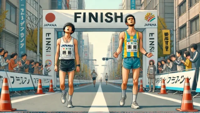 フルマラソンでFINISHしたランナーのイラスト